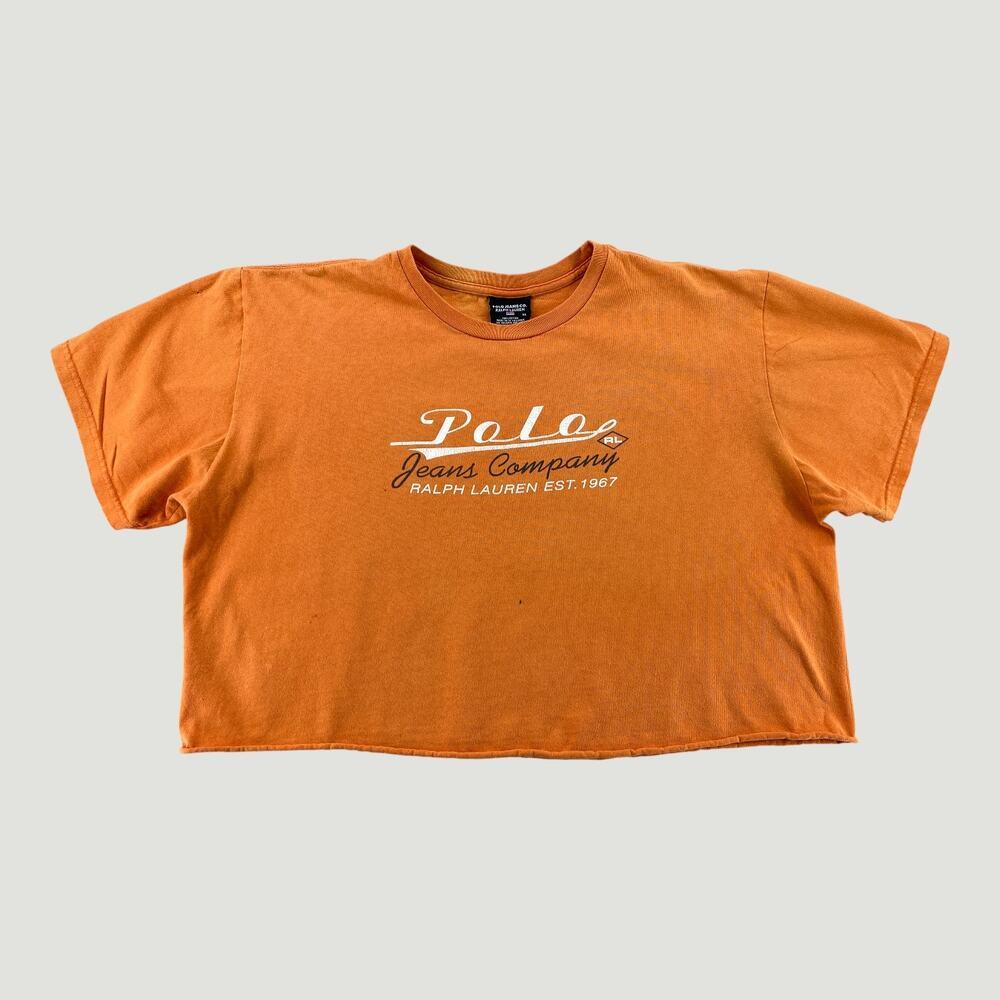 Polo Jeans Co Ralph Lauren Orange Crop Tee XL Cotton Logo Y2K Casual